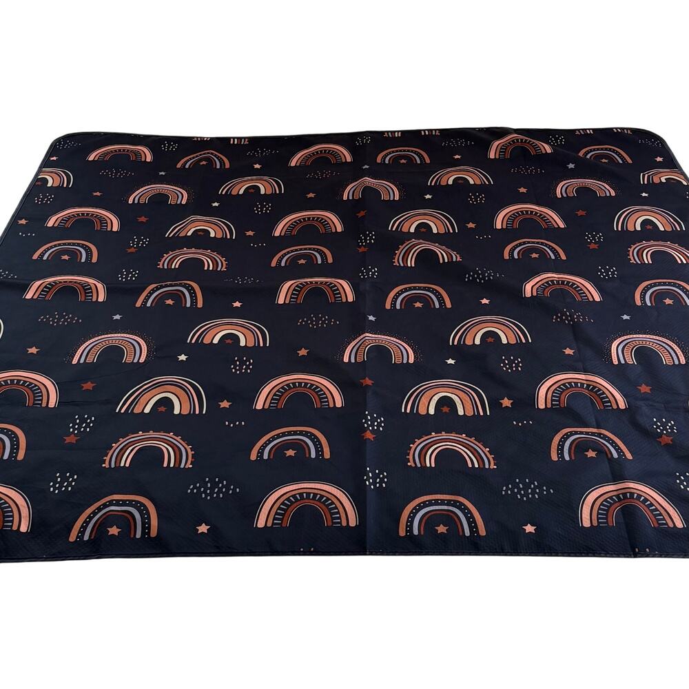 Blissful Diary Baby Splat Mat 50x50 Boho Rainbow Waterproof High Chair Floor